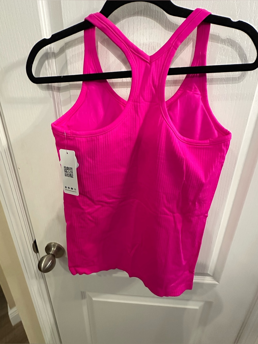 Hot Pink Ribbed Racerback Tank Top - Picture 2 of 2